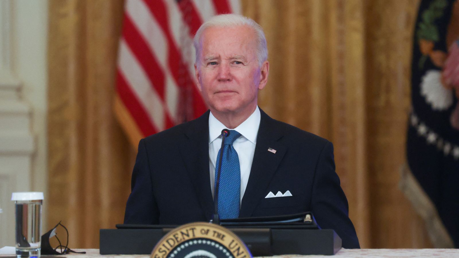 US President Joe Biden caught calling reporter a 'stupid son of a b***h' at news conference - Sky News
