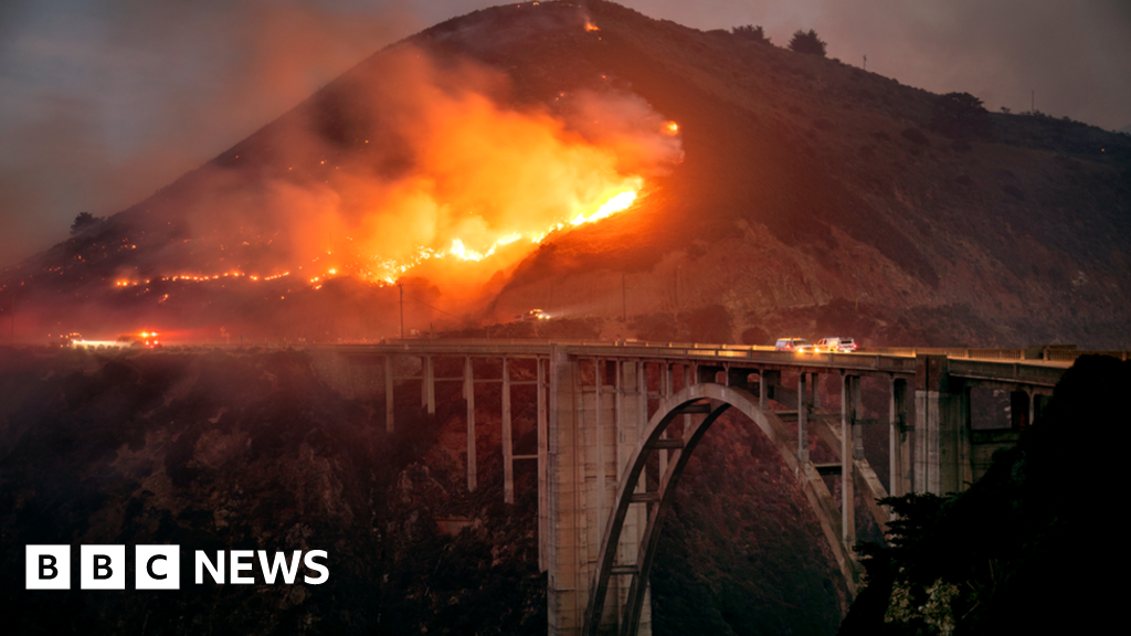 'Surreal' January wildfire shuts California highway - BBC News