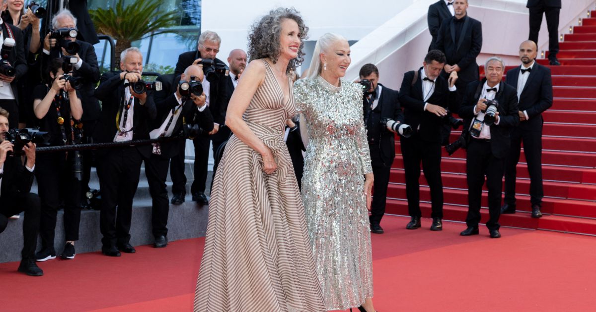 Cannes 2022 : Andie MacDowell assume ses cheveux gris, Helen Mirren glamour et changée - Pure People
